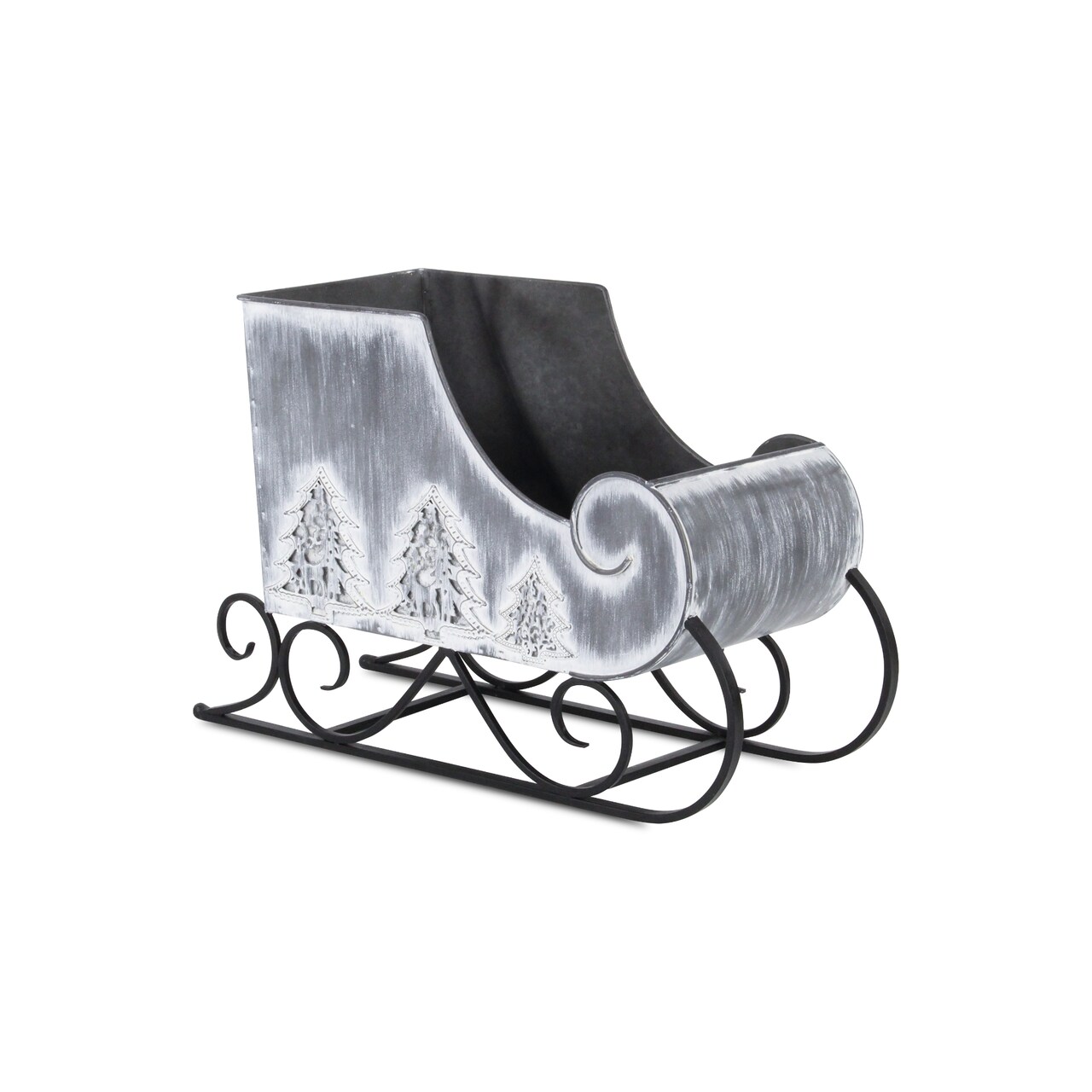 Contemporary Home Living Galvanized Christmas Sleigh Tabletop Decoration Gray - 18.25"